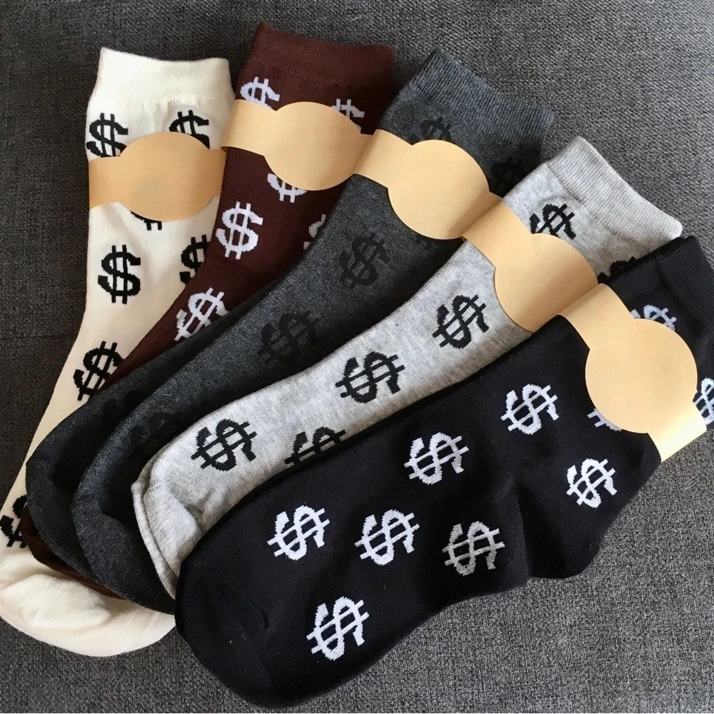 Novelty Dollar Sign Socks, Neutral Colors (1 Pair), Adult Size
